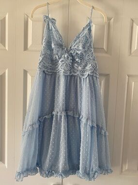 Charming Swiss Dot Overlay Dress